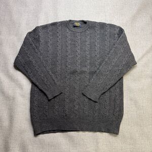 Vintage Brooks Brothers Cable Knit Sweater Men's L Gray Merino Wool Italy Made